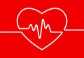Heartbeat with heart shape. Pulse line. Health, ecg, cardiogram and cardiology symbol. Vector illustration. Royalty Free Stock Photo